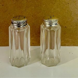 Vintage Christofle France  crystal & sterling salt & pepper NWOT